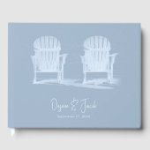 Adirondack Beach Stairs Dusty Blue White Wedding Gästebuch (Vorderseite)