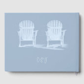 Adirondack Beach Stairs Dusty Blue White Wedding Gästebuch (Rückseite)