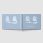 Adirondack Beach Stairs Dusty Blue White Wedding Gästebuch (Voll)