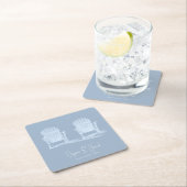 Adirondack Beach Stairs Dusty Blue White Wedding Rechteckiger Pappuntersetzer (Vor Ort)