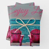 Adirondack Beach Stairs Rustikales Aquamarines Gen Geschenkpapier Set (Beispiel)