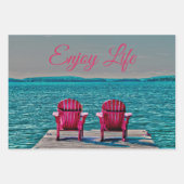 Adirondack Beach Stairs Rustikales Aquamarines Gen Geschenkpapier Set (Vorderseite)