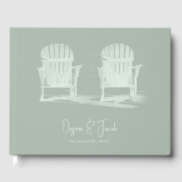 Adirondack Beach Stairs Sage Green Wedding Gästebuch