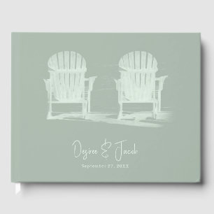Adirondack Beach Stairs Sage Green Wedding Gästebuch
