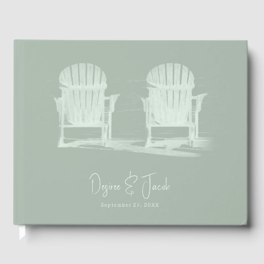 Adirondack Beach Stairs Sage Green Wedding Gästebuch (Vorderseite)