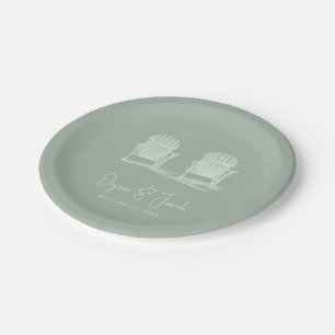 Adirondack Beach Stairs Sage Green Wedding Pappteller