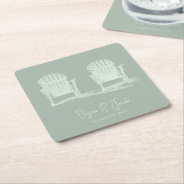 Adirondack Beach Stairs Sage Green Wedding Rechteckiger Pappuntersetzer