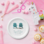 Adirondack Beach Stairs White Aquamarin Wedding Pappteller (Party)