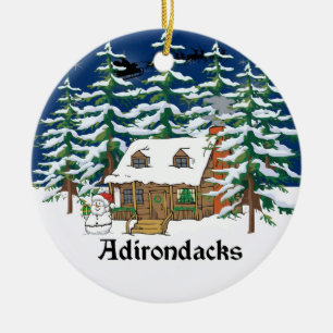 Adirondack Blockhaus-Weihnachtsverzierung Keramikornament
