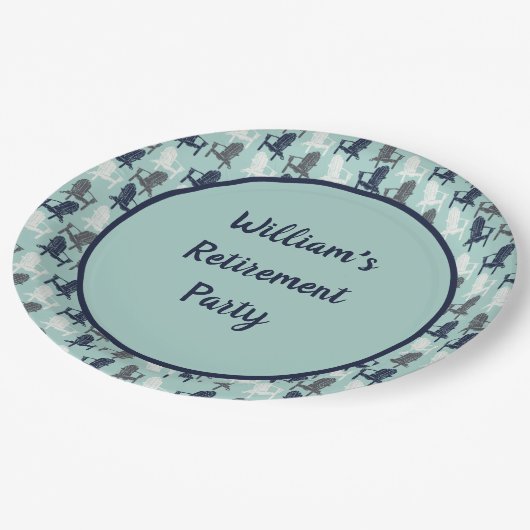 Adirondack Chairs Custom Message Aqua Blue Pappteller (Schrägansicht)