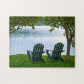 Adirondack Chairs facing a Lake - Fotograf Puzzle (Horizontal)