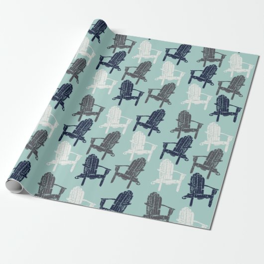 Adirondack Chairs Navy Blue, Aqua, Grau Gemustert Geschenkpapier (Ungerollt)