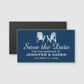 Adirondack Chairs Navy Blue | Save The Date Magnetkarte (Vorne/Hinten)