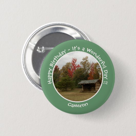 Adirondack Lean to im Herbst Artikel der Geburtsta Button (Vorne & Hinten)