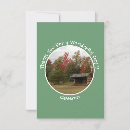 Adirondack Lean to im Herbst Artikel der Geburtsta Dankeskarte (Vorderseite)