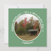 Adirondack Lean to im Herbst Artikel der Geburtsta Einladung (Vorderseite)