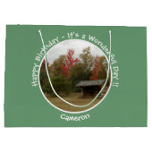 Adirondack Lean to im Herbst Artikel der Geburtsta Große Geschenktüte (Rückseite)