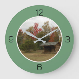 Adirondack Lean to im Herbst Artikel der Geburtsta Große Wanduhr