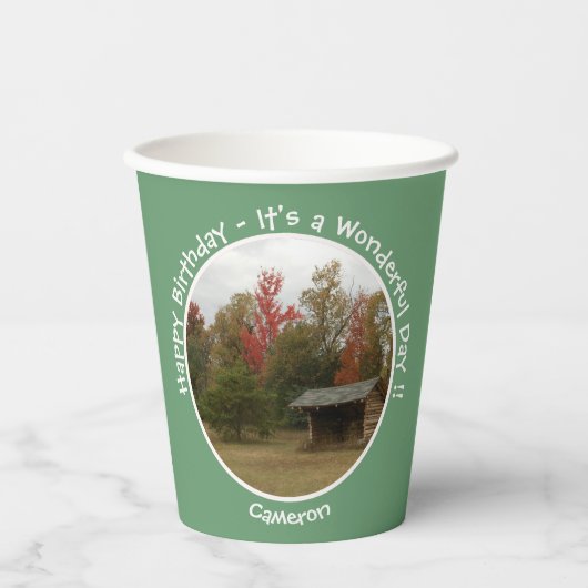 Adirondack Lean to im Herbst Artikel der Geburtsta Pappbecher (Vorderseite)