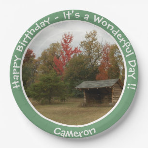 Adirondack Lean to im Herbst Artikel der Geburtsta Pappteller
