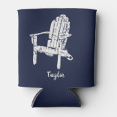 Adirondack Lehrstuhl Weiß und Navy Blau Personalis Dosenkühler (Vorderseite)