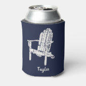 Adirondack Lehrstuhl Weiß und Navy Blau Personalis Dosenkühler (Kanne Rückseite)