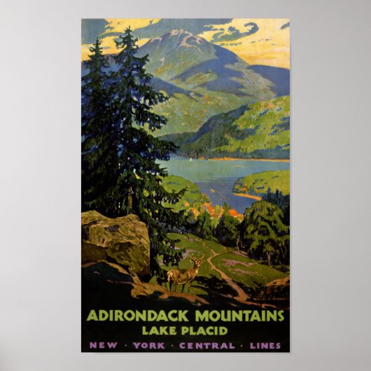 Adirondack Mountain Lake Placid Vintage Poster Re (Vorne)