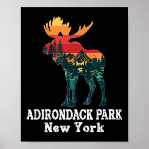 Adirondack Park Elch-Silhouette Wandern New York  Poster