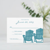 Adirondack Stairs Beach Wedding Response Card RSVP Karte (Stehend Vorderseite)