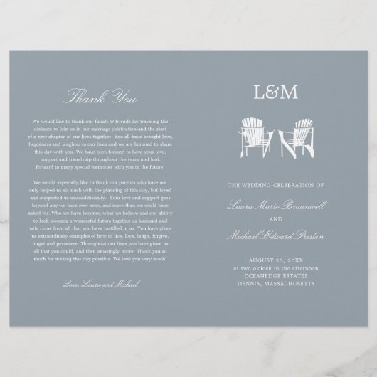 Adirondack Stairs Silver Gray Wedding Program (Vorderseite)