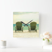 Adirondack Strand-Stuhl-Wanduhr Quadratische Wanduhr (Zuhause)