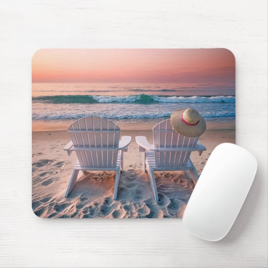 Adirondack-Stühle am Strand von Tropical Mousepad (Mit Mouse)