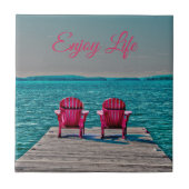 Adirondack Stühle Genießen Sie die Hütte Aquamarin Fliese (Vorderseite)