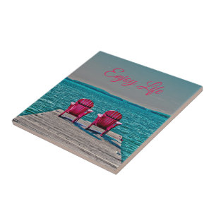 Adirondack Stühle Genießen Sie die Hütte Aquamarin Fliese