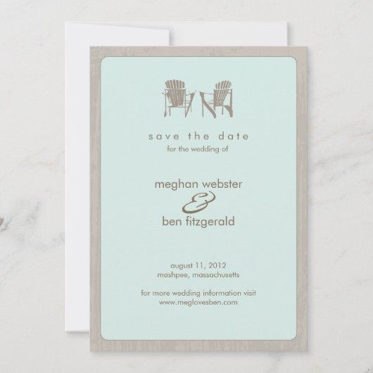 Adirondack-Stühle Hochzeit speichern das Datum Save The Date (Vorderseite)