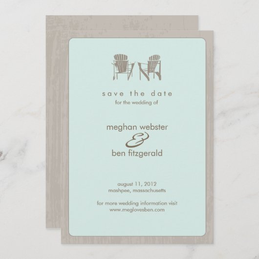 Adirondack-Stühle Hochzeit speichern das Datum Save The Date (Vorne/Hinten)
