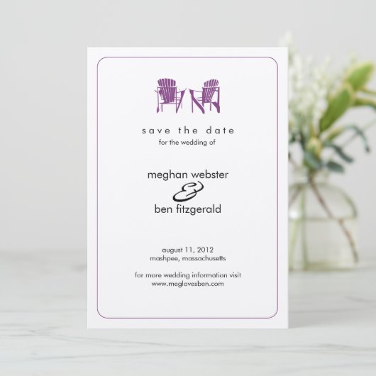 Adirondack-Stühle Hochzeit speichern das Datum Save The Date (Stehend Vorderseite)