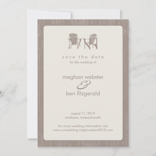 Adirondack-Stühle Hochzeit speichern das Datum Save The Date (Vorderseite)
