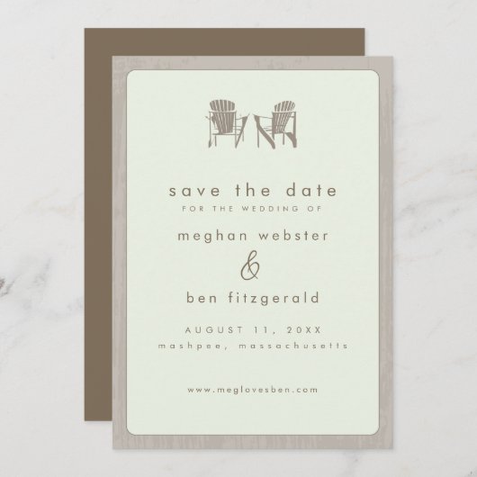 Adirondack-Stühle Hochzeit speichern das Datum Save The Date (Vorne/Hinten)