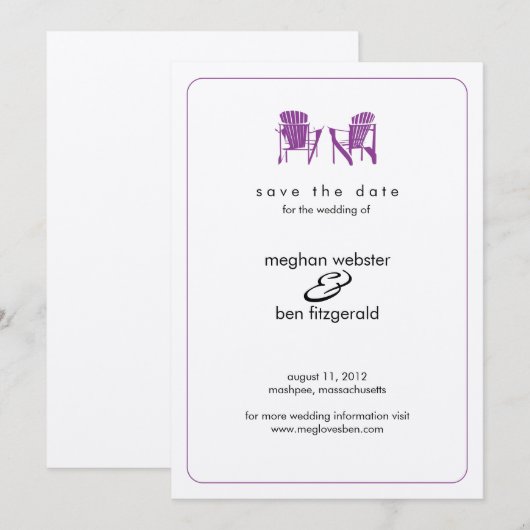 Adirondack-Stühle Hochzeit speichern das Datum Save The Date (Vorne/Hinten)
