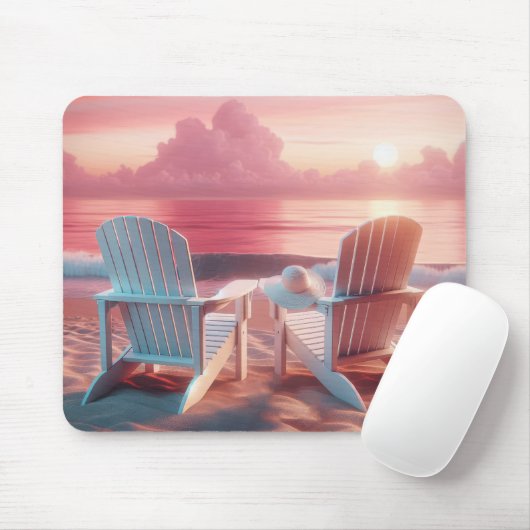 Adirondack-Stühle in rosa Sonnenuntergang Mousepad (Mit Mouse)