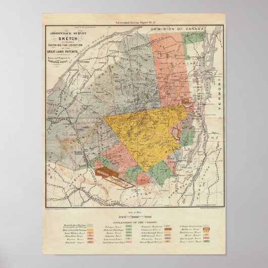 Adirondack Survey Sketch - Verplanck Colvin Karte Poster (Vorne)