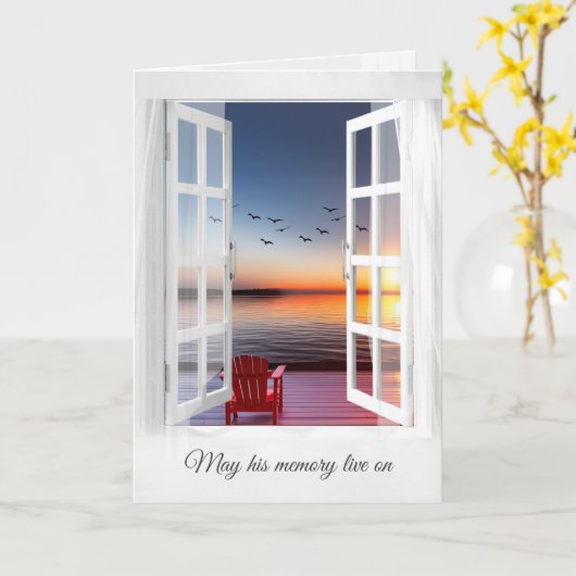 Adirondack-Vorsitz im Window-Beileid Karte (Gelbe Blume)