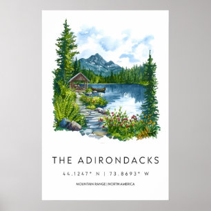 Adirondacks-Aquarellposter Adirondacks-Reise Poster