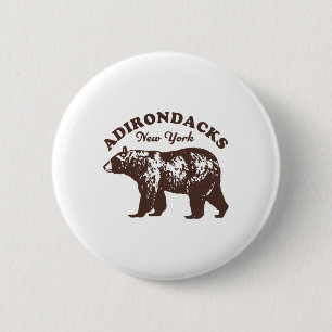 Adirondacks Ny Bär Retro Vintage Stil Wandern Mou Button