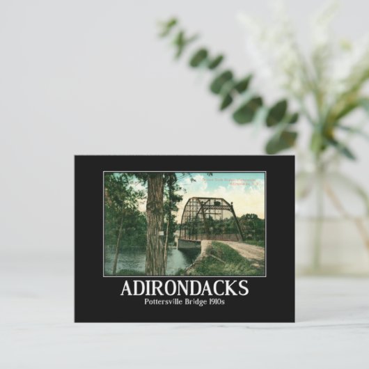 Adirondacks, Pottersville NY Bridge Vintag Postkarte (Stehend Vorderseite)