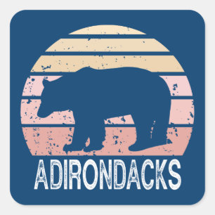 Adirondacks Retro Bär Quadratischer Aufkleber