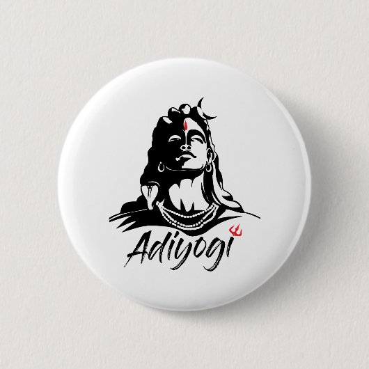 Adiyogi oder Adhi Yogi Shiva Mahadev Om hindisch Button (Vorderseite)