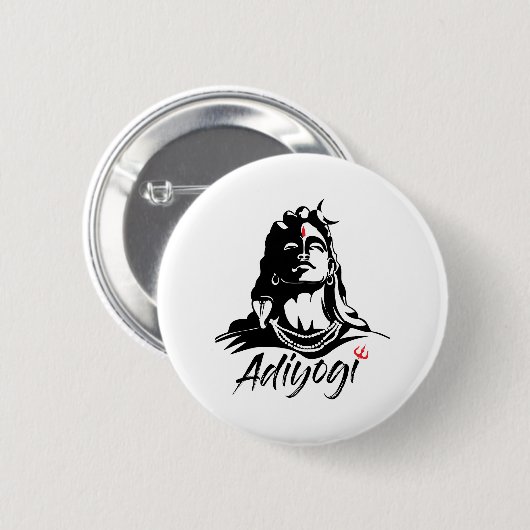 Adiyogi oder Adhi Yogi Shiva Mahadev Om hindisch Button (Vorne & Hinten)