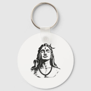 Adiyogi-Tusche-Wash-Skizze Sumi-e Zen-Stil spiritu Schlüsselanhänger